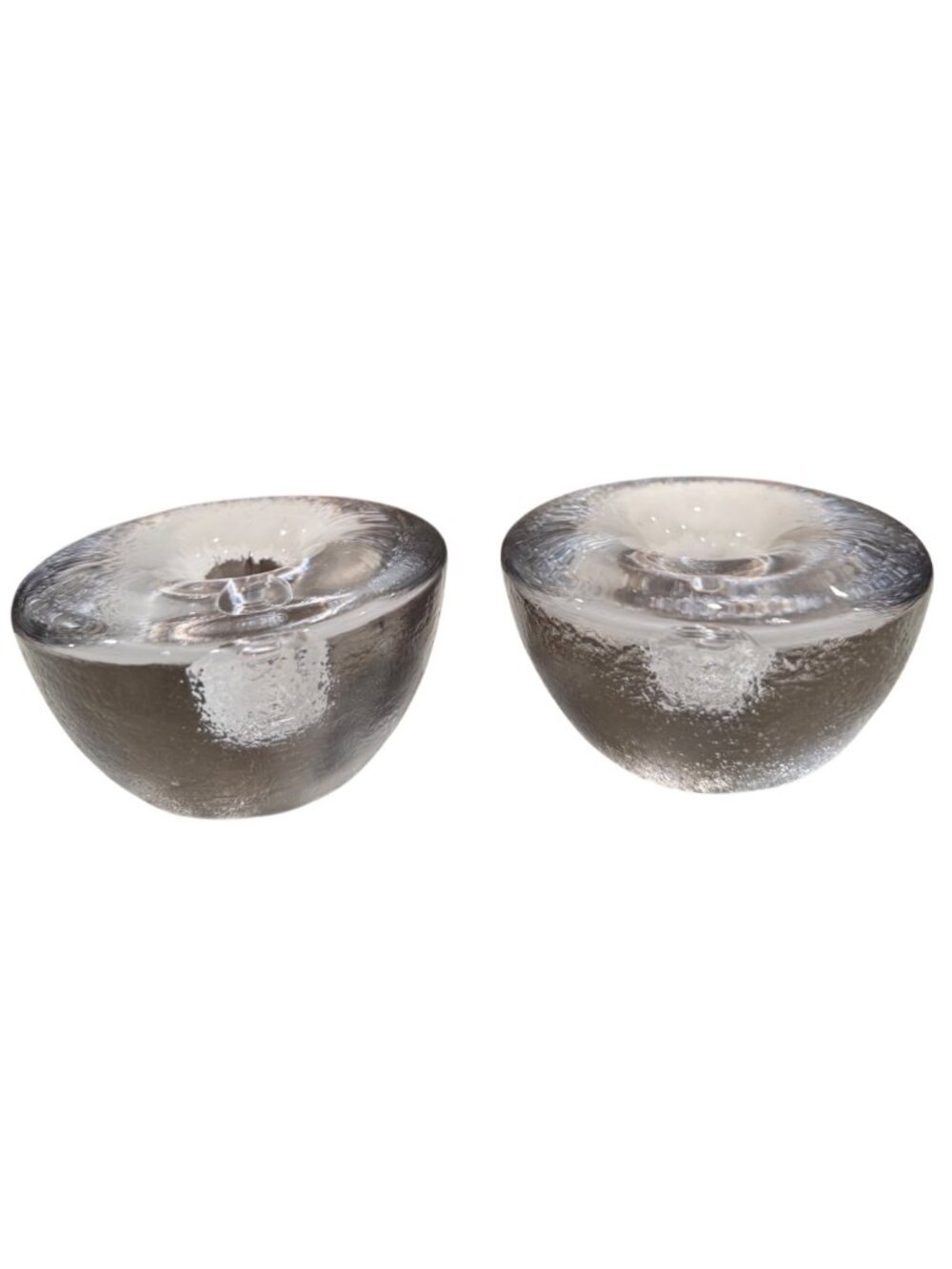 Blenko Clear Glass Taper Candle Holders Heavy 4" in Set of 2 Vtg MCM Home Decor - Picture 4 of 12